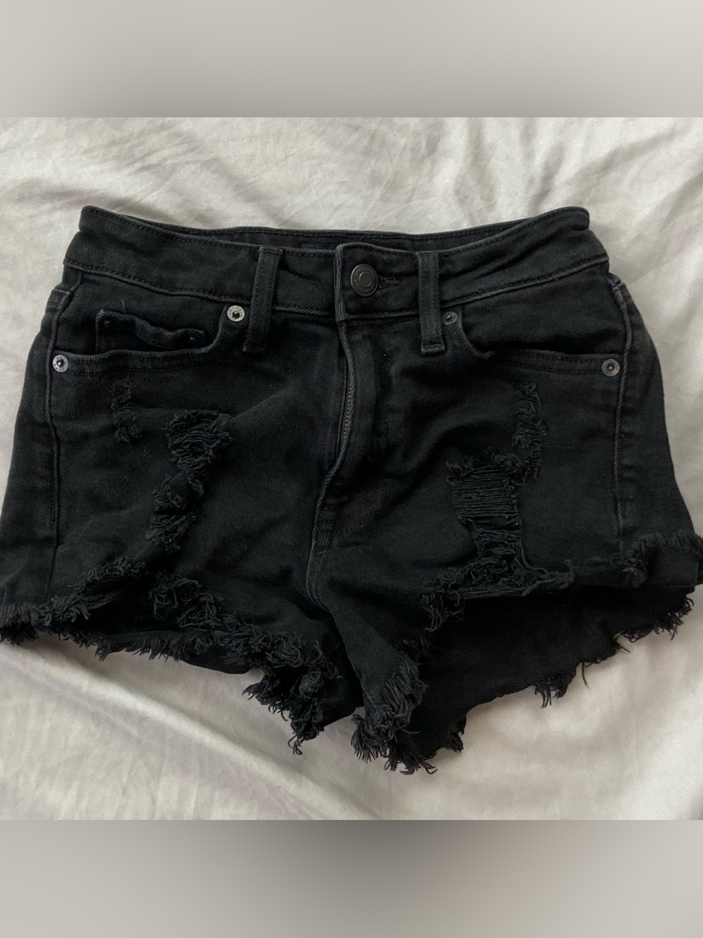 Aeropostale Black Distressed Denim Cutoff Shorts